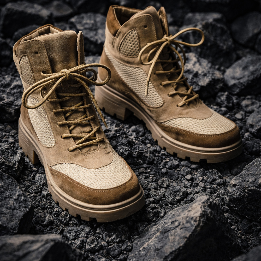 Lilianas Shoes Leema-1 Mid Brown Hiking Trail Combat 2.5 " Block Heel Size 8